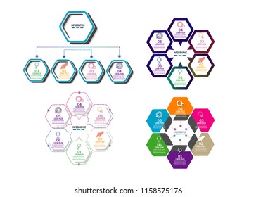 Modern timeline infographic template element for workflow,process,presentation, diagram, chart with modern color hexagon concept design vector