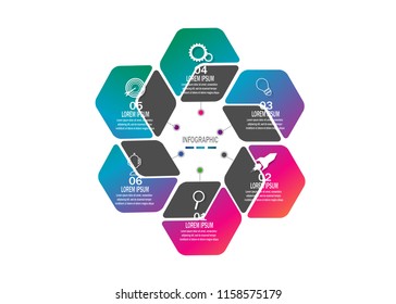 Modern timeline infographic template element for workflow,process,presentation, diagram, chart with modern color hexagon concept design vector