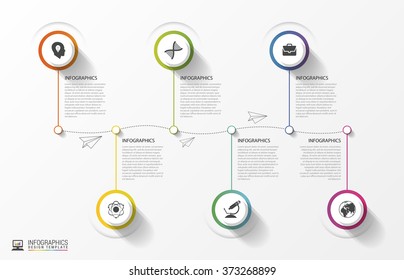 Modern Timeline Infographics. Colorful design template. Vector illustration.