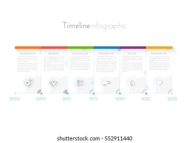 Modern Timeline infographics design, workflow or process diagram, flowchart, vector illustration template in flat design.