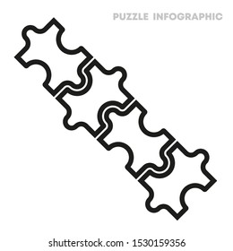 Modern timeline made 4 puzzle pieces connected. Concept jigsaw strategic plan four stage. puzzle infographic design template. Vector illustration business progress puzzle 4 analysis