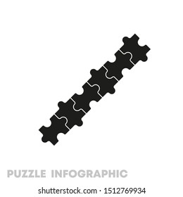 Modern timeline made 6 puzzle pieces colorful connected. Concept jigsaw strategic plan six stages. Realistic puzzle infographic design template. Vector illustration business progress puzzle 6 analysis