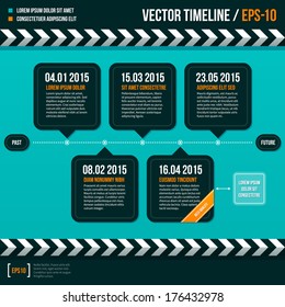 Modern timeline on turquoise background.