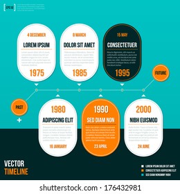 Modern timeline on turquoise background.