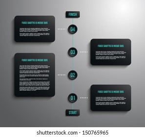 Modern timeline template with glossy plastic banners for business design, infographics, reports, progress, step presentation, number options, websites or workflow layout. Clean style