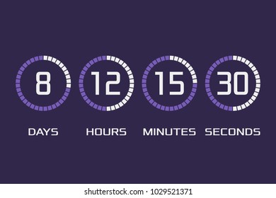 Modern timer countdown - days, hours, minutes and seconds. Flat modern illustration isolated on a dark background