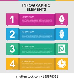 Modern timer infographic template. infographic design with timer icons includes wall clock, wrist watch. can be used for presentation, diagram, annual report, web design.