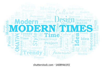 Modern Times word cloud. Word cloud made with text only.