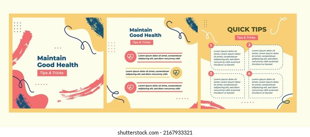 Modern tips, post social media layout template with trendy abstract colors