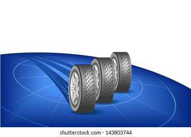 Modern tires are shown in the image.