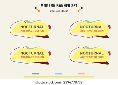 Modern title banner set, with different shapes and colors. Title box template, ready to use for print design and web design.