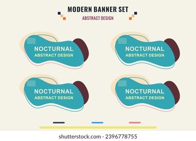 Modern title banner set, with different shapes and colors. Title box template, ready to use for print design and web design.