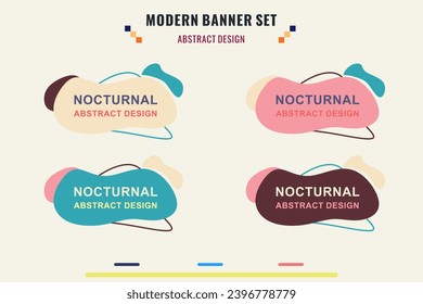 Modern title banner set, with different shapes and colors. Title box template, ready to use for print design and web design.