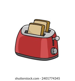 Modern toaster with bread slice. Vector illustration