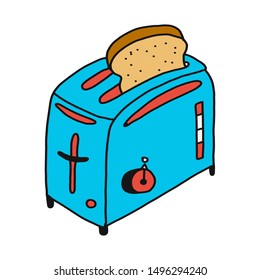 Modern toaster with bread slices isolated over white
