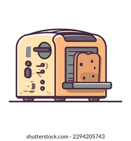 Modern toaster yellow equipment kitchen isolated