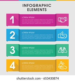 Modern together infographic template. infographic design with together icons includes handshake. can be used for presentation, diagram, annual report, web design.