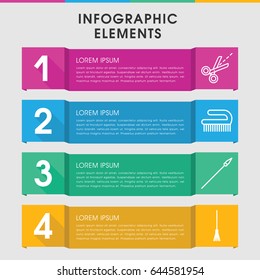 Modern tool infographic template. infographic design with tool icons includes clean brush, rake, scissors. can be used for presentation, diagram, annual report, web design.
