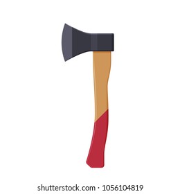 Modern tool for repair, construction, and woodworking. A metal ax with a wooden handle, a chopping cannon. Vector illustration isolated.
