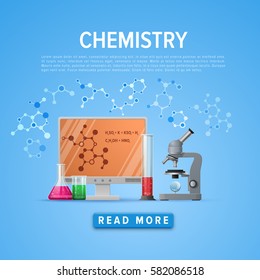 Modern tool set of Science. Information card laboratory template. Online and education courses, web tutorial. Vector illustration.