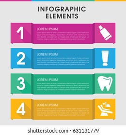 Modern Tooth Infographic Template. Infographic Design With Tooth Icons Includes Cream Tube, Dental Chair. Can Be Used For Presentation, Diagram, Annual Report, Web Design.