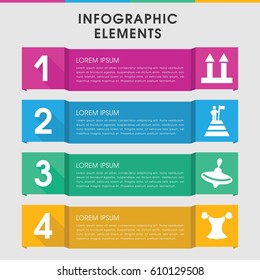 Modern top infographic template. infographic design with top icons includes whirligig, blouse. can be used for presentation, diagram, annual report, web design. 