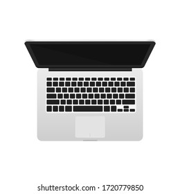 Modern top view laptop vector isolated on white background