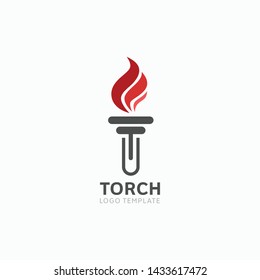 Modern torch and fire logo or icon design. Vector illustration