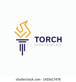 Modern torch and fire logo or icon design. Vector illustration