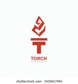 Modern torch and fire logo or icon design. Vector illustration