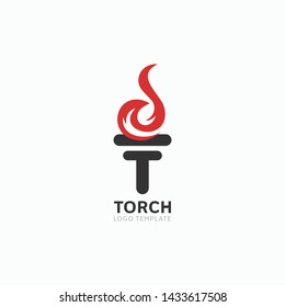 Modern torch and fire logo or icon design. Vector illustration