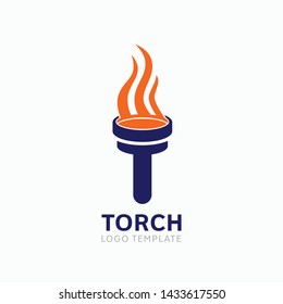 Modern torch and fire logo or icon design. Vector illustration