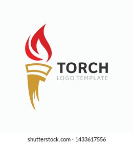 Modern torch and fire logo or icon design. Vector illustration