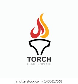 Modern torch and fire logo or icon design. Vector illustration