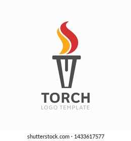Modern torch and fire logo or icon design. Vector illustration