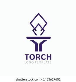 Modern torch and fire logo or icon design. Vector illustration