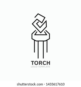Modern torch and fire logo or icon design. Vector illustration