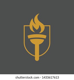 Modern torch and fire logo or icon design. Vector illustration