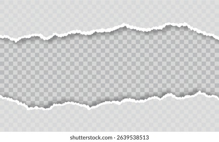 modern torn paper with ripped edges isolated on transparent horizontal banner with copy space background