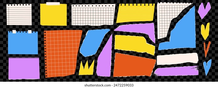 Modern torn paper set. Design elements for contemporary art collage. Vector illustration