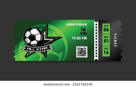 Modern tornoff soccer tournament ticket template design