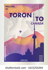 Modern Toronto skyline abstract gradient website banner art. Travel guide cover city vector illustration