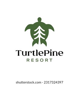 Modern tortoise and pine combination logo. It is suitable for use as a resort logo.