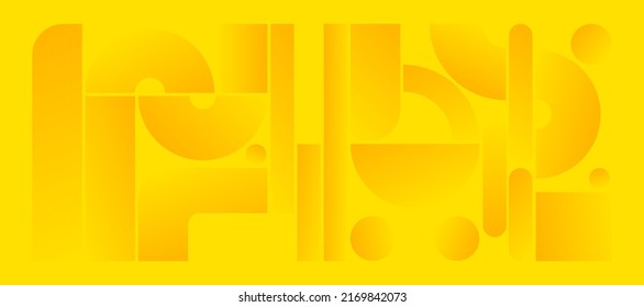 Modern total yellow background with random geometric shapes. Modern bright abstract business texture. Yellow background with stripes. Vector abstract background texture design, bright poster, banner