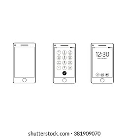 Modern touch screen smartphone icon isolated on white background