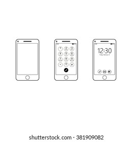 Modern touch screen smartphone icon isolated on white background