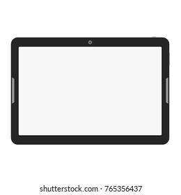 Modern touch screen tablet computer isolated on white background. Tablet computer with white screen. Vector illustration.
