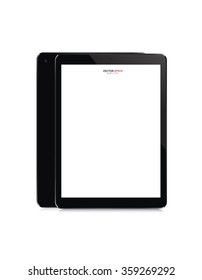 Modern touch screen tablet with empty screen area for copy space. Vector illustration.