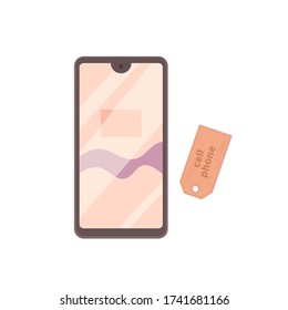 Moderno smartphone de pantalla táctil para teléfono celular. Broma telefónica. Dibujo plano de dibujos animados aislado sobre fondo blanco.