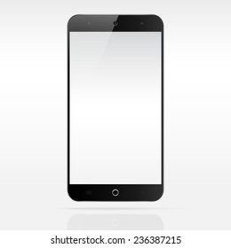 Modern touchscreen cellphone tablet smartphone phablet isolated on light background.  Empty screen